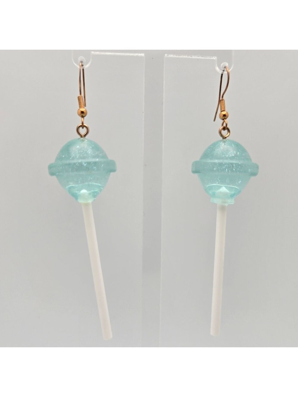 ✨2/$10✨ Blue Resin Saturn Drop Sterling Silver Elements Earrings 2.5''